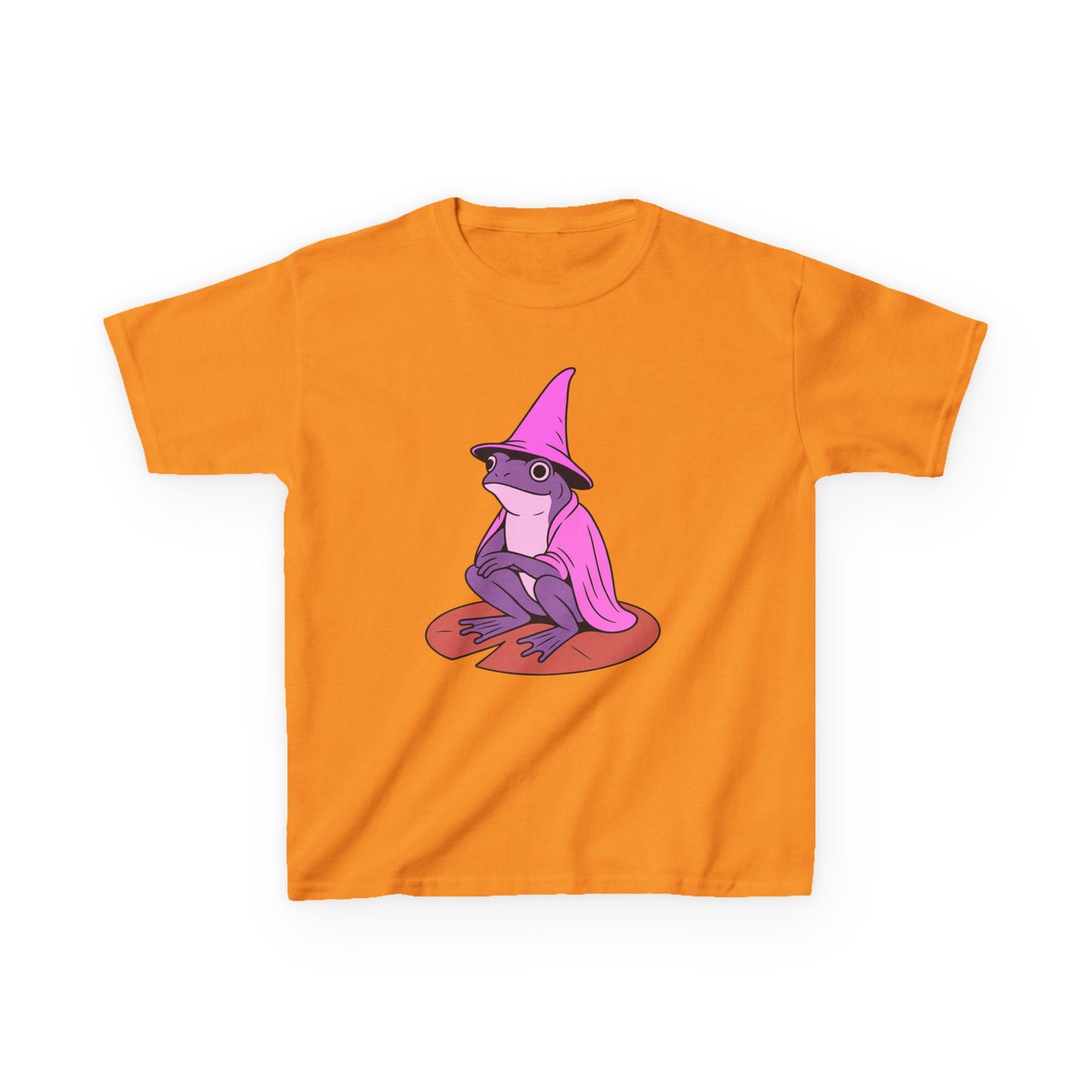 Pink Wizard Frog on a Lilypad Kids T-Shirt