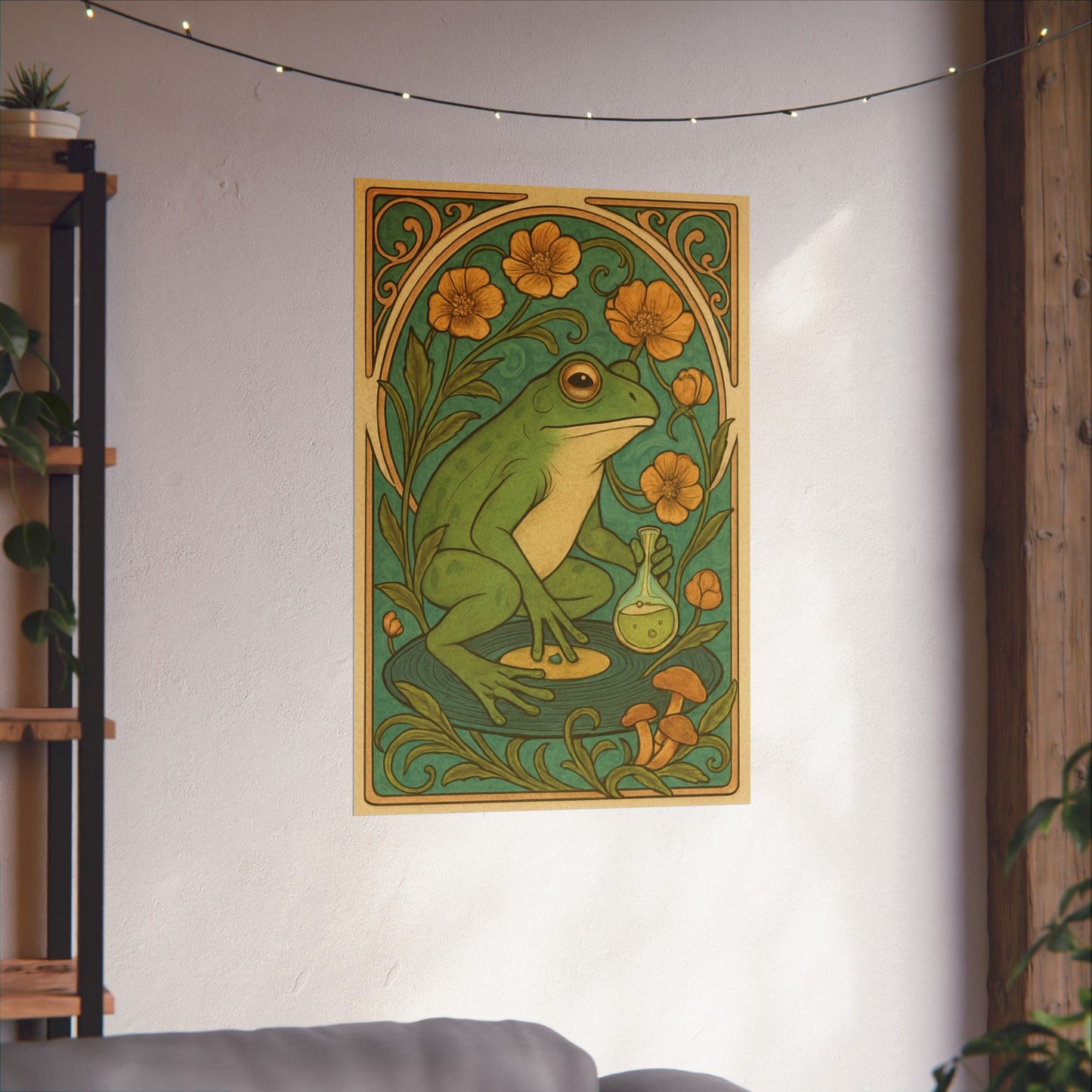 The Blooming Mix – Art Nouveau Frog Poster Print