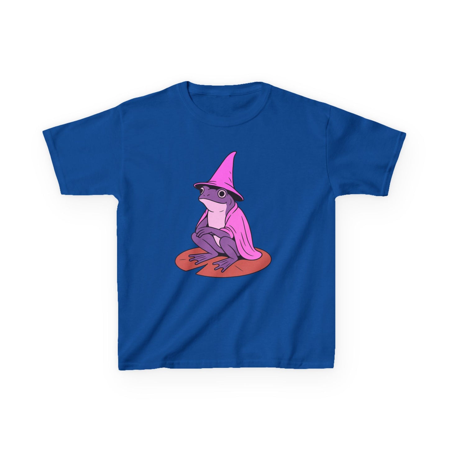 Pink Wizard Frog on a Lilypad Kids T-Shirt