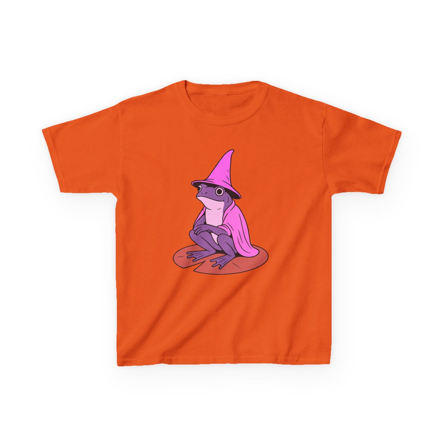 Pink Wizard Frog on a Lilypad Kids T-Shirt