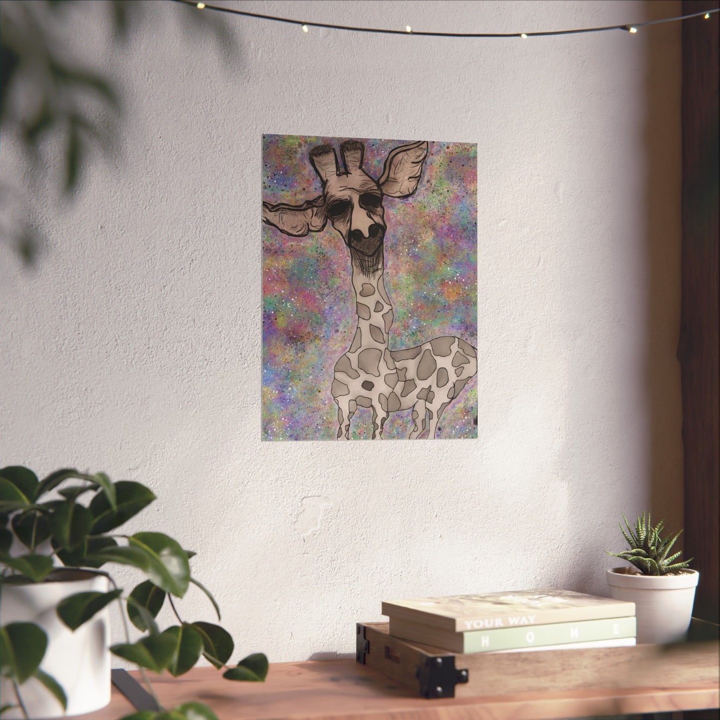 Melancholy Tall – Hand-Drawn Giraffe Art Print