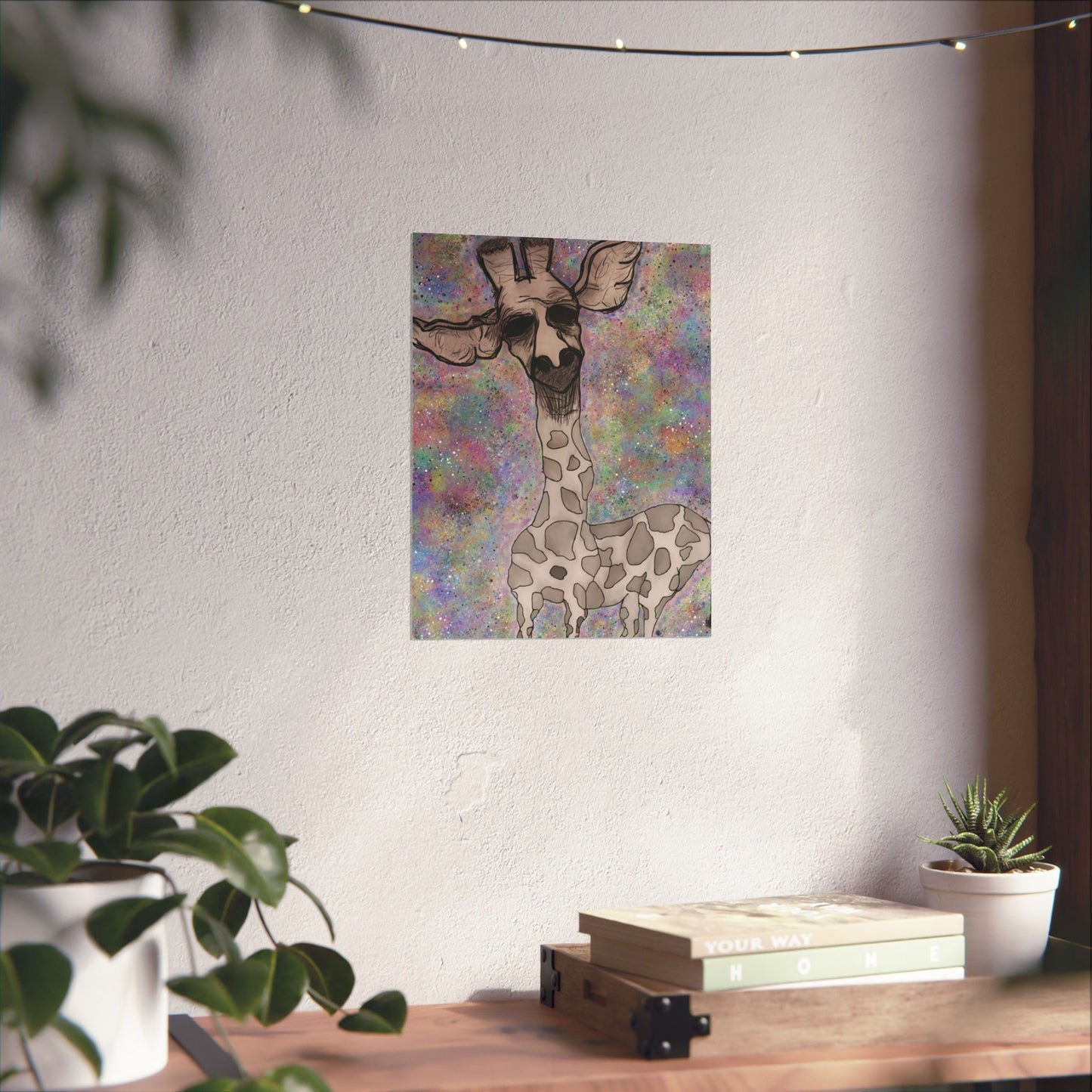 Melancholy Tall – Hand-Drawn Giraffe Art Print