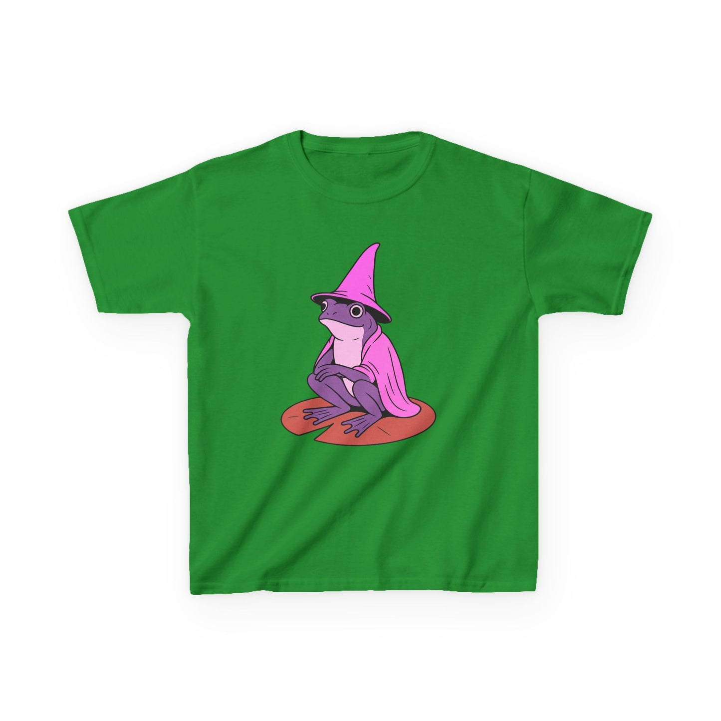 Pink Wizard Frog on a Lilypad Kids T-Shirt