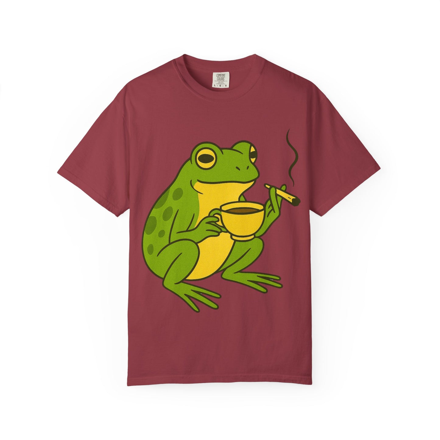 “Rise & Toad: Coffee & Cannabis” – Relaxing Frog T-Shirt