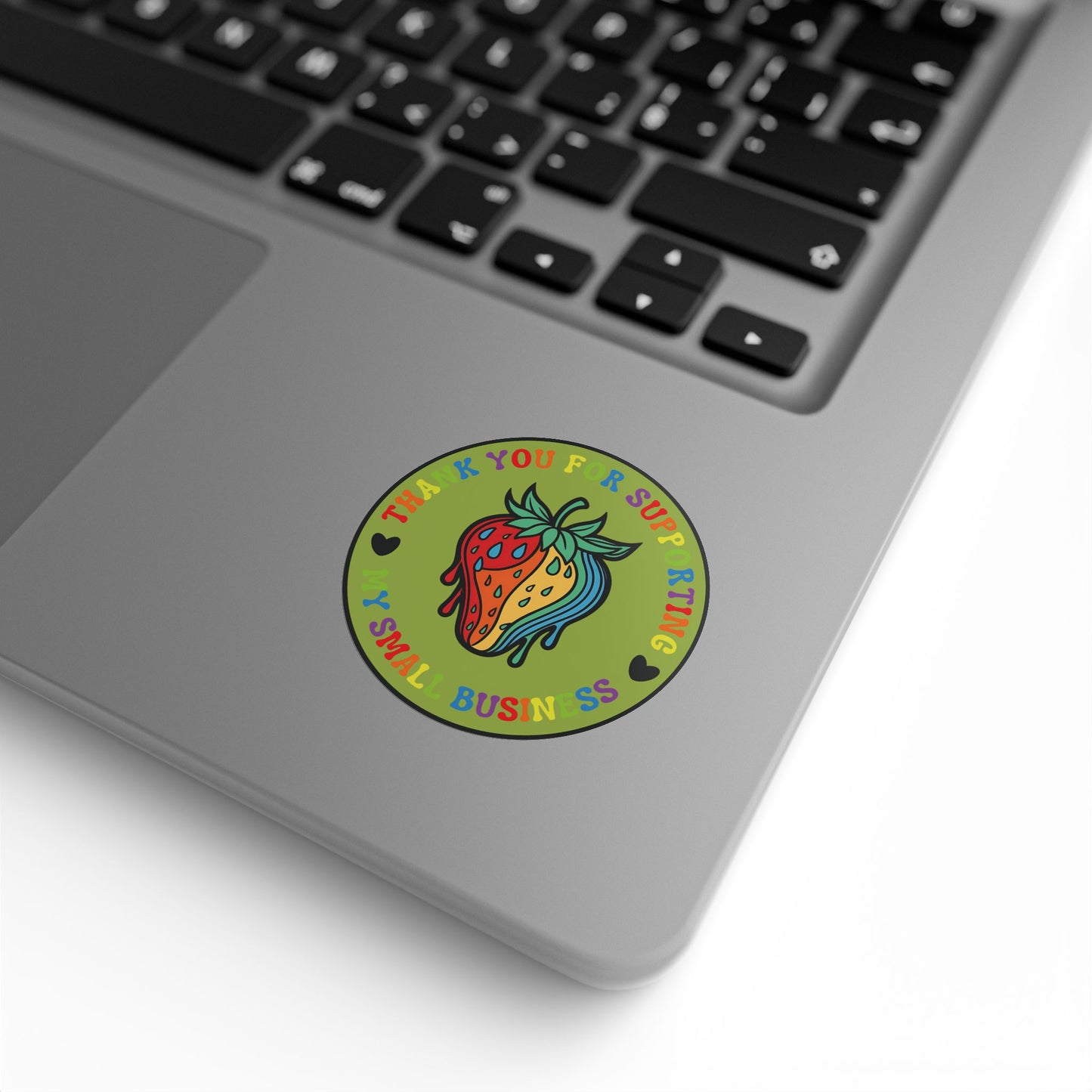 Rainbow Drippy Strawberry “Thank You” Sticker – Pride Edition