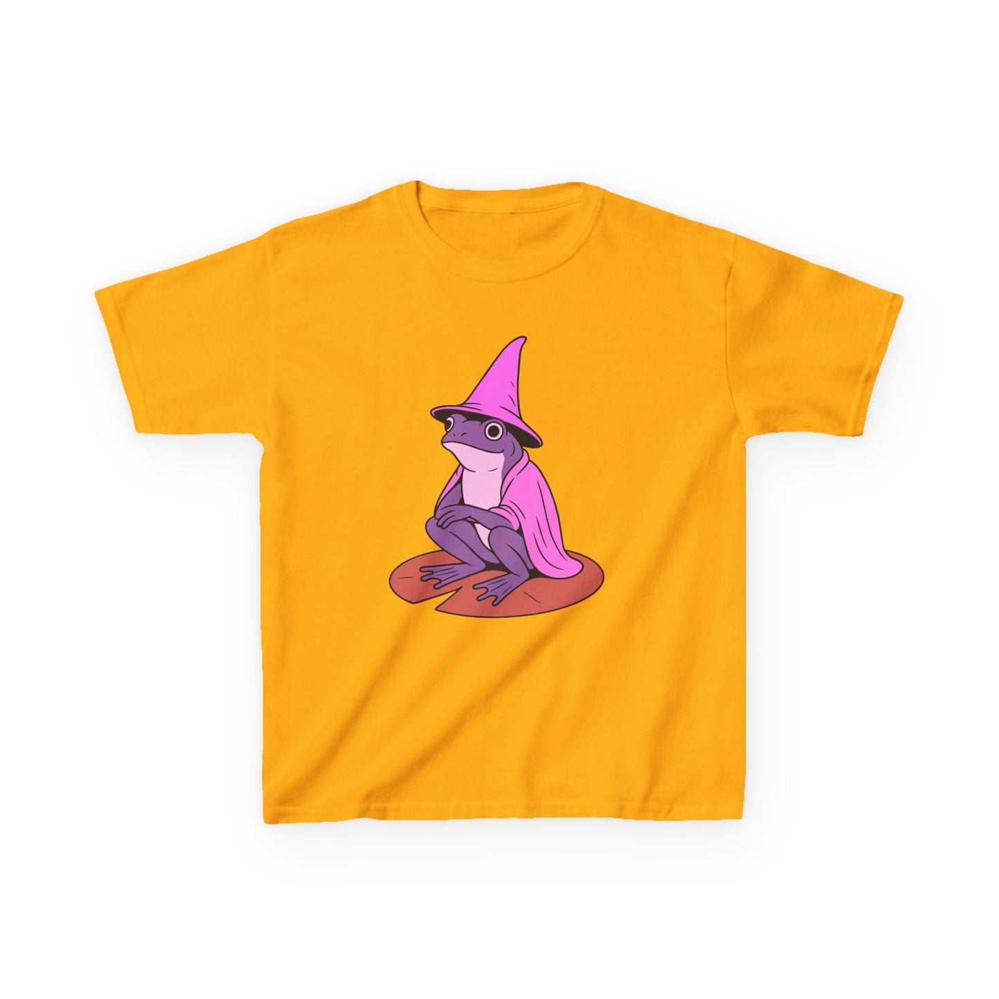 Pink Wizard Frog on a Lilypad Kids T-Shirt