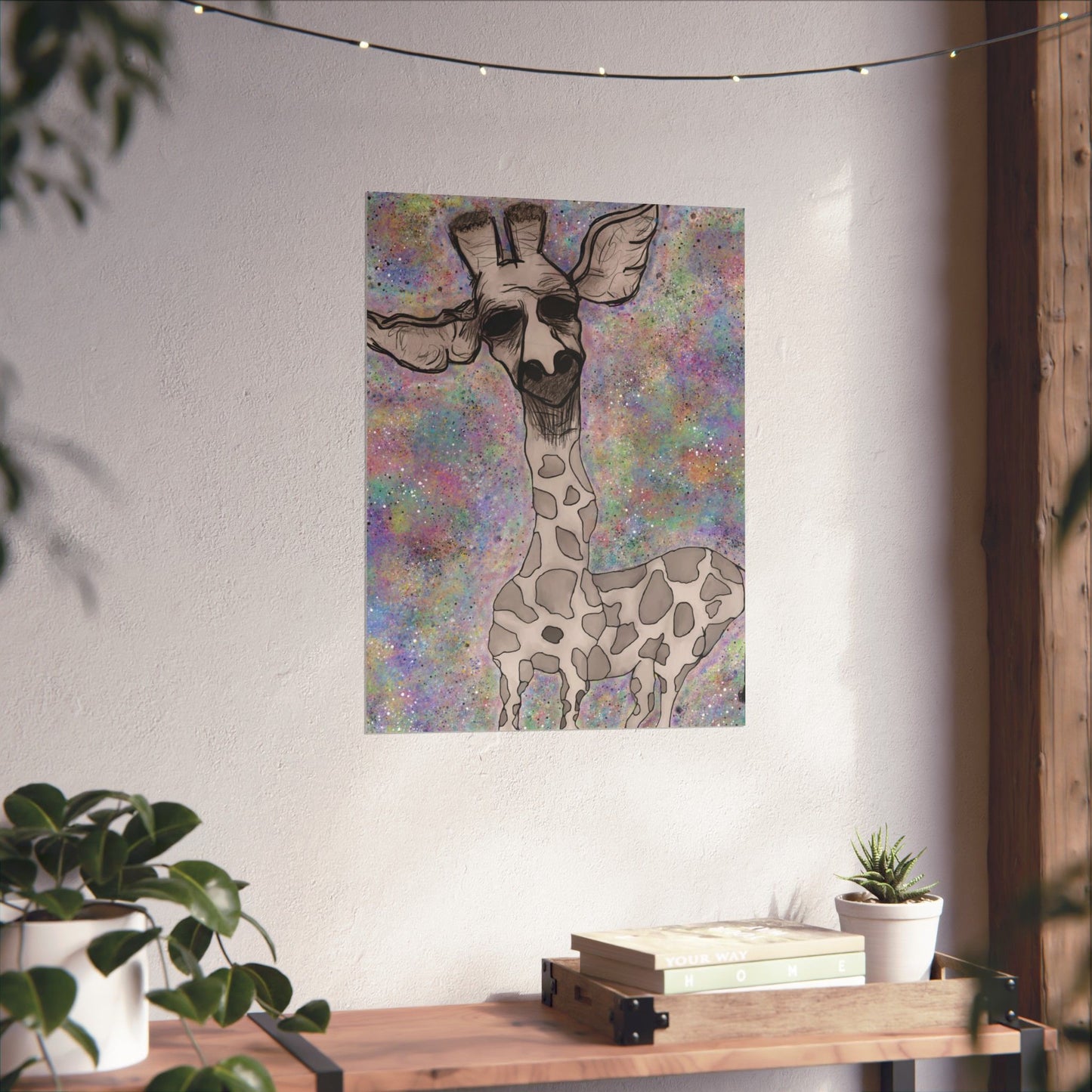 Melancholy Tall – Hand-Drawn Giraffe Art Print