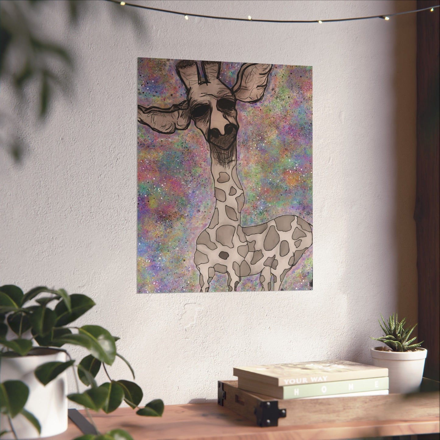 Melancholy Tall – Hand-Drawn Giraffe Art Print