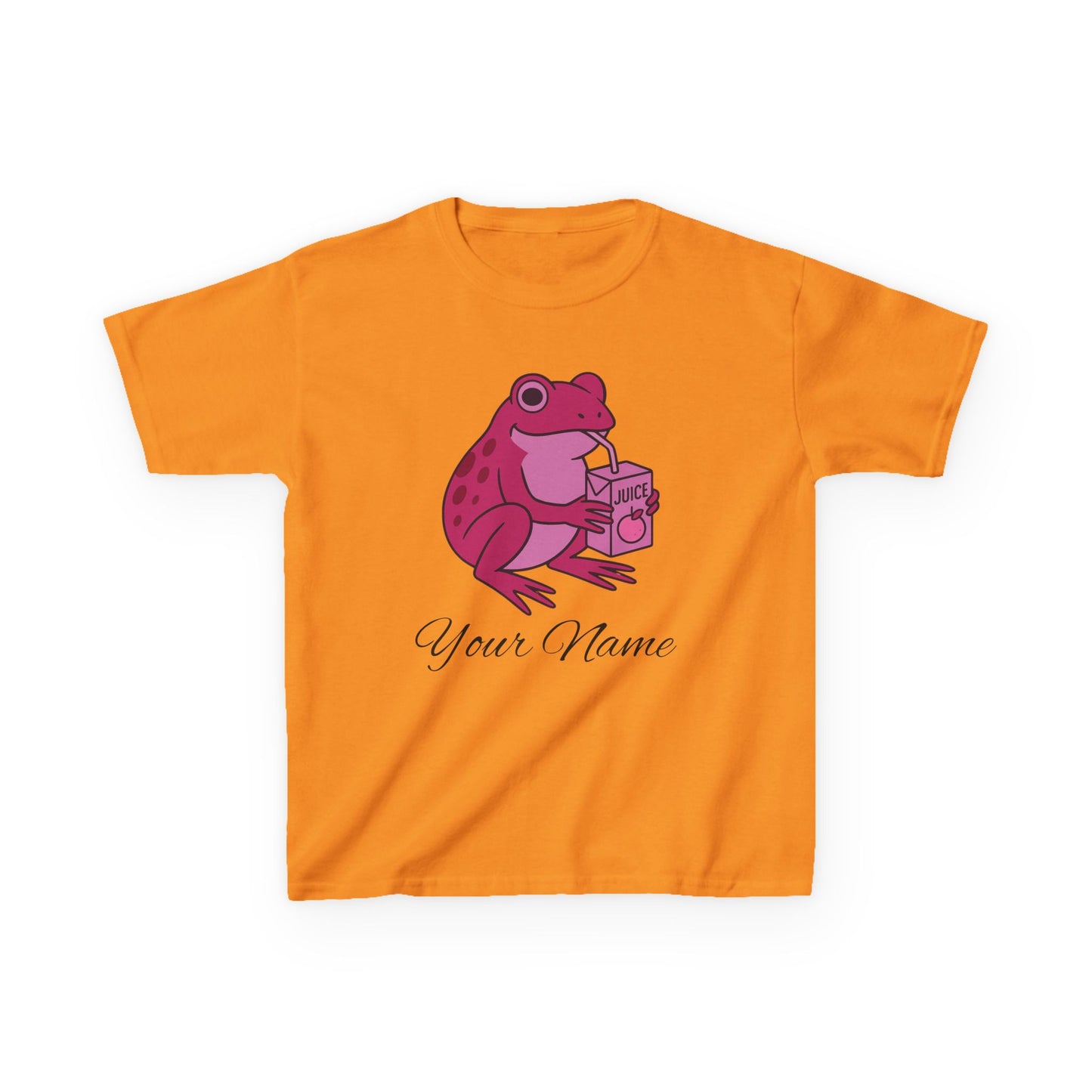 Personalized Pink Frog & Juice Box Kids T-Shirt