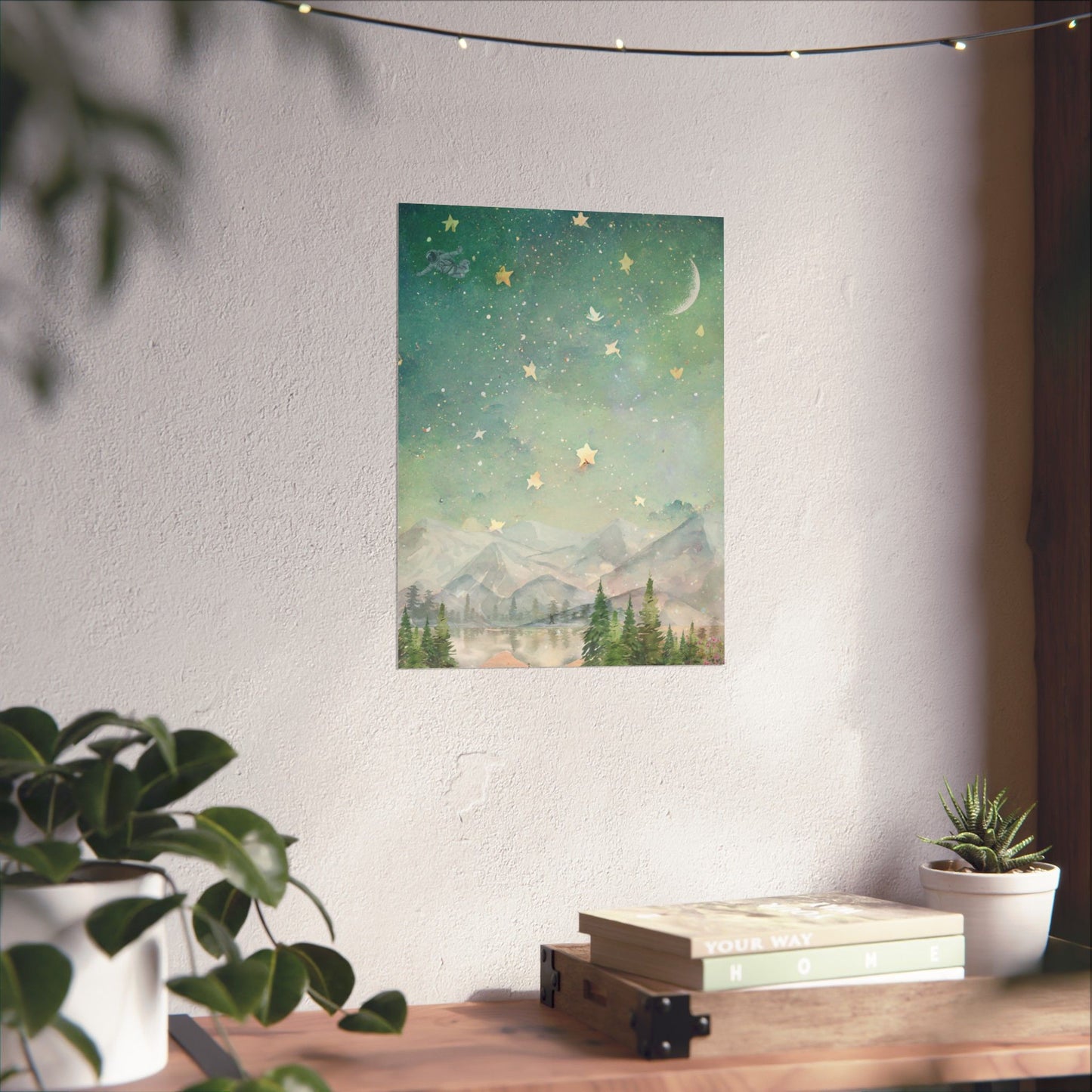 "Dreamy Mountain Night" – Starry Sky Landscape Art Print