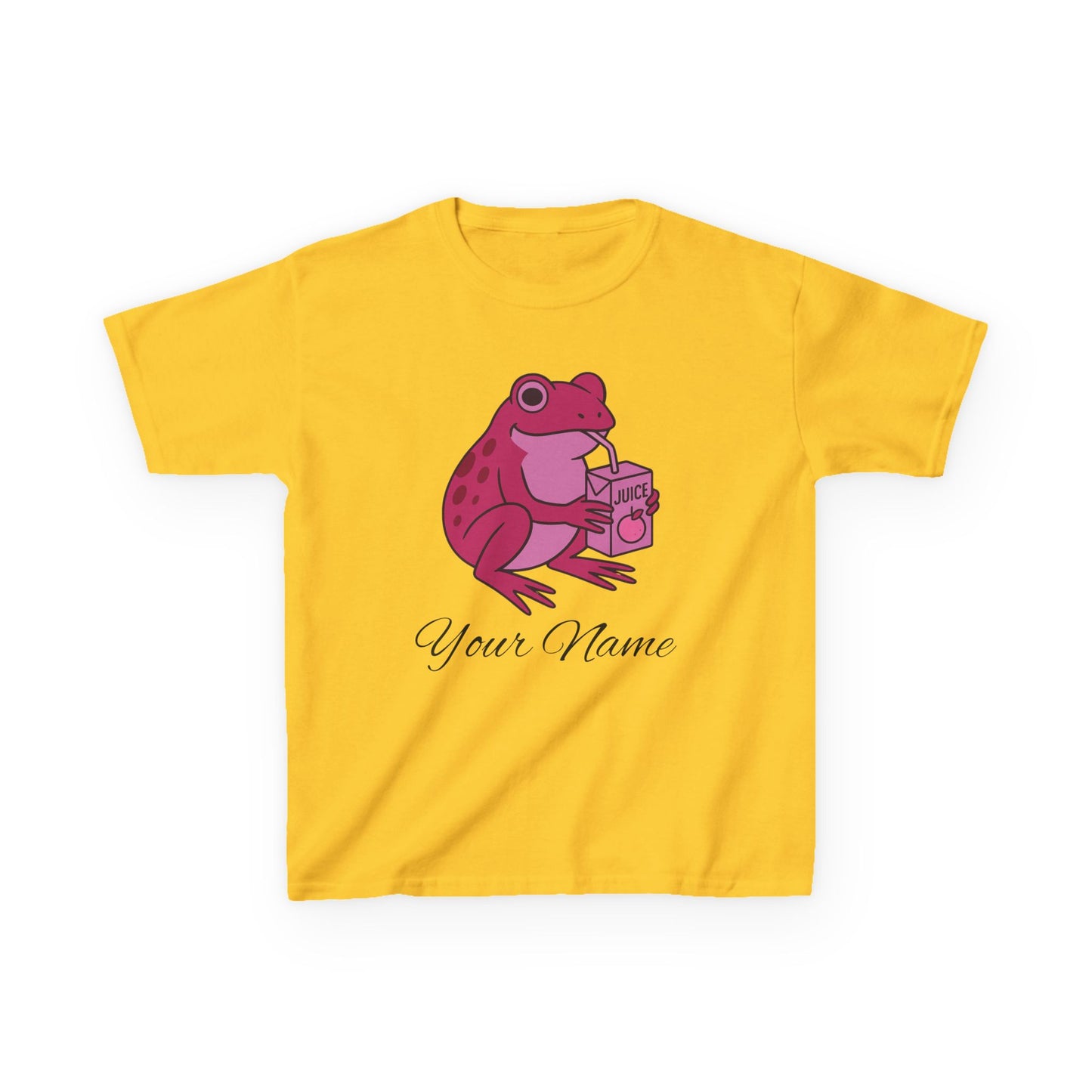 Personalized Pink Frog & Juice Box Kids T-Shirt