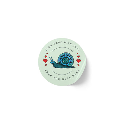 “Slow Made with Love” Personalized Sticker Roll – Blue Snail Labels