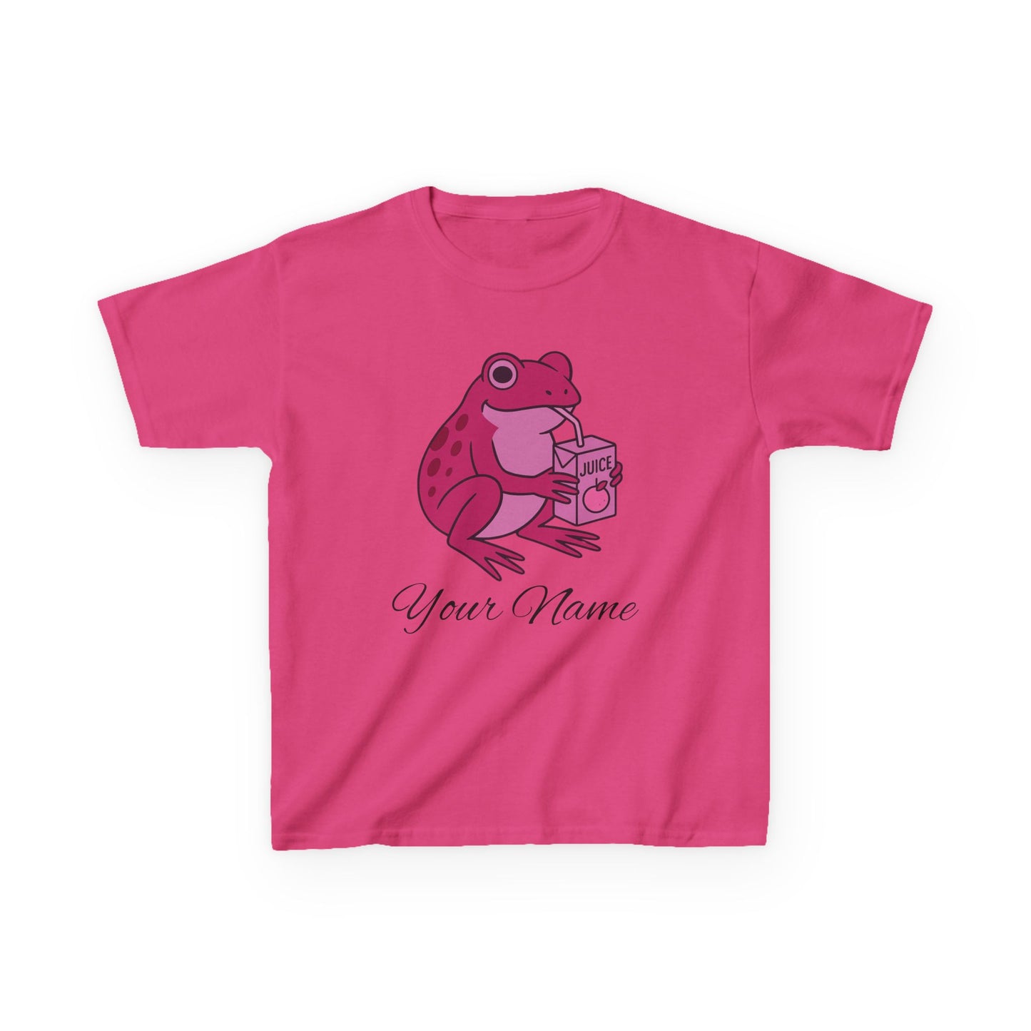 Personalized Pink Frog & Juice Box Kids T-Shirt