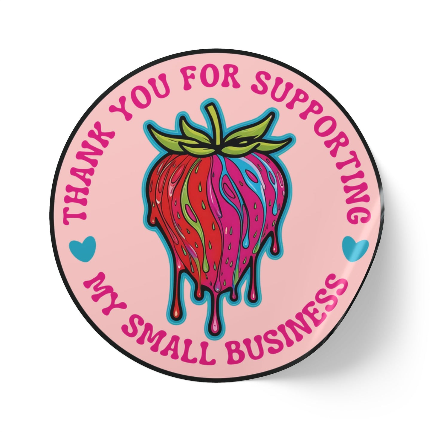 Drippy Strawberry "Thank You" Sticker Rolls