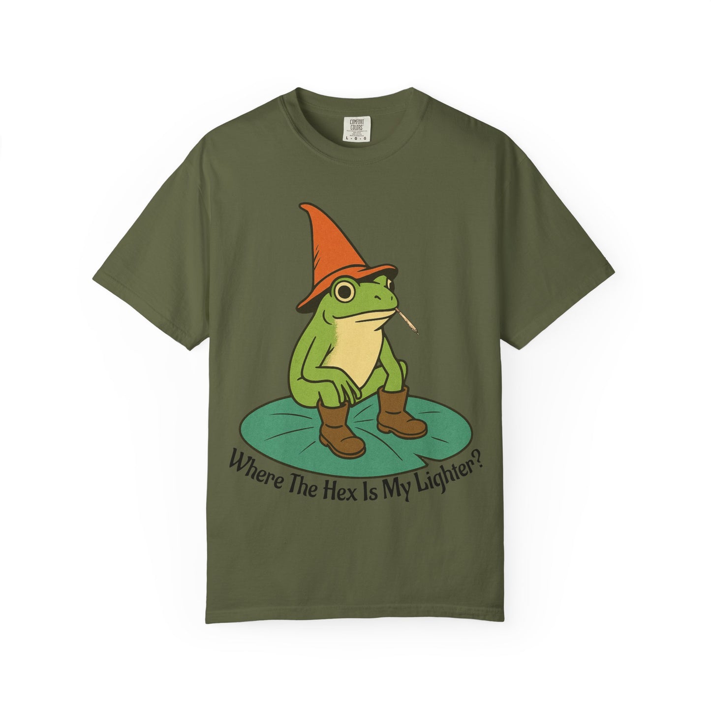 "Where the Hex is My Lighter?" – Wizard Frog Lilypad Tee