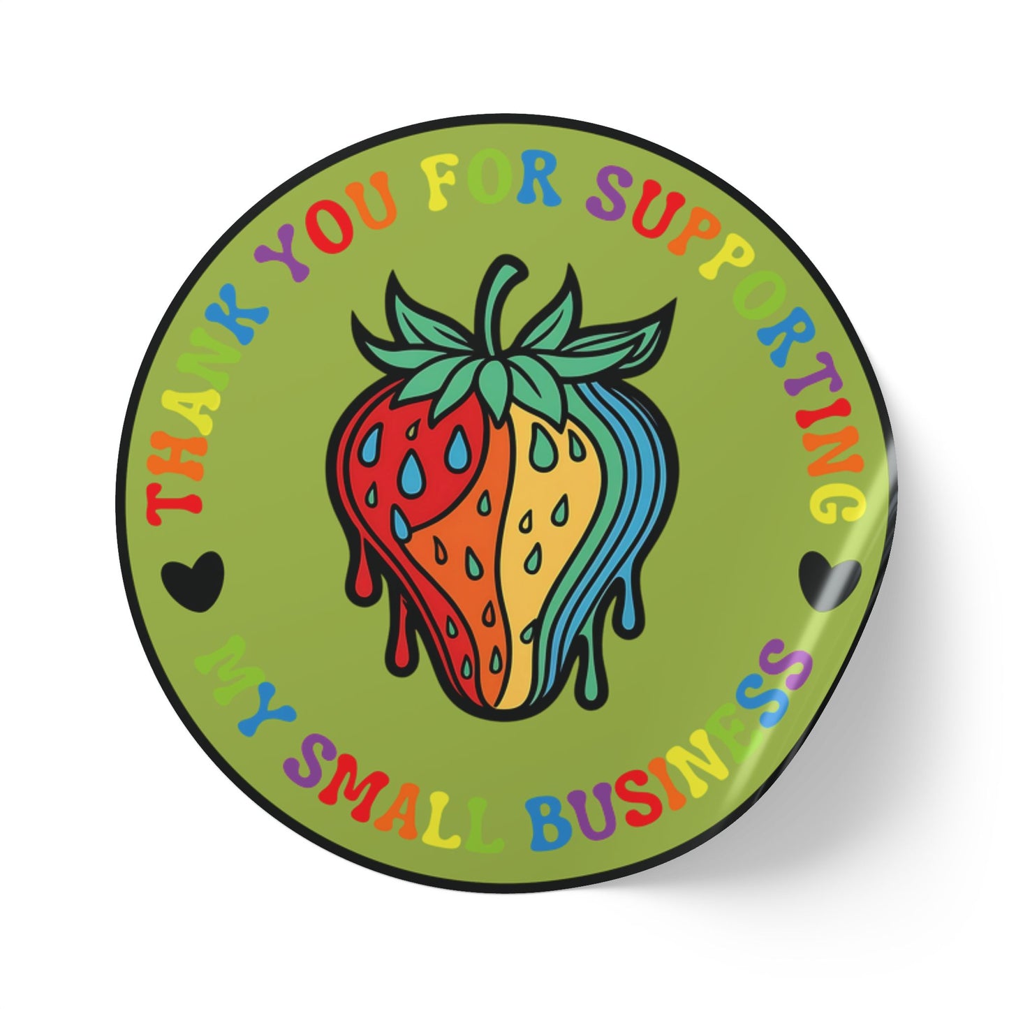 Rainbow Drippy Strawberry “Thank You” Sticker – Pride Edition