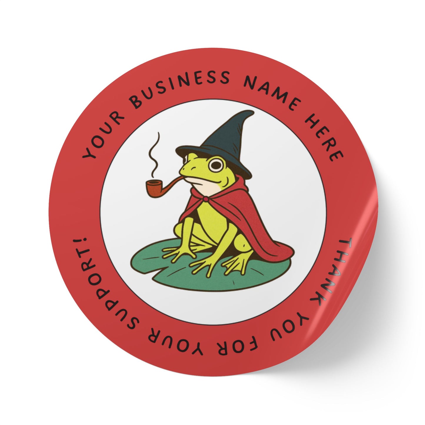 Custom Yellow Wizard Frog Thank You Sticker – Personalized Round Labels