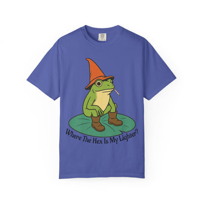 "Where the Hex is My Lighter?" – Wizard Frog Lilypad Tee