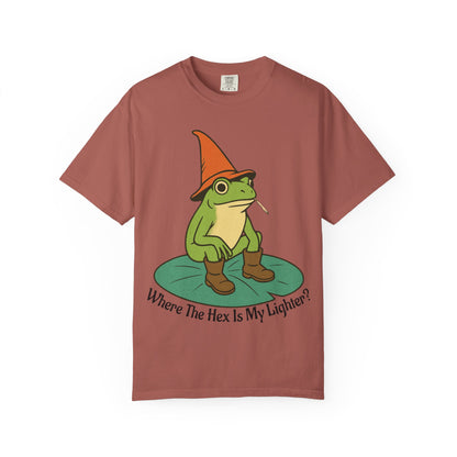 "Where the Hex is My Lighter?" – Wizard Frog Lilypad Tee