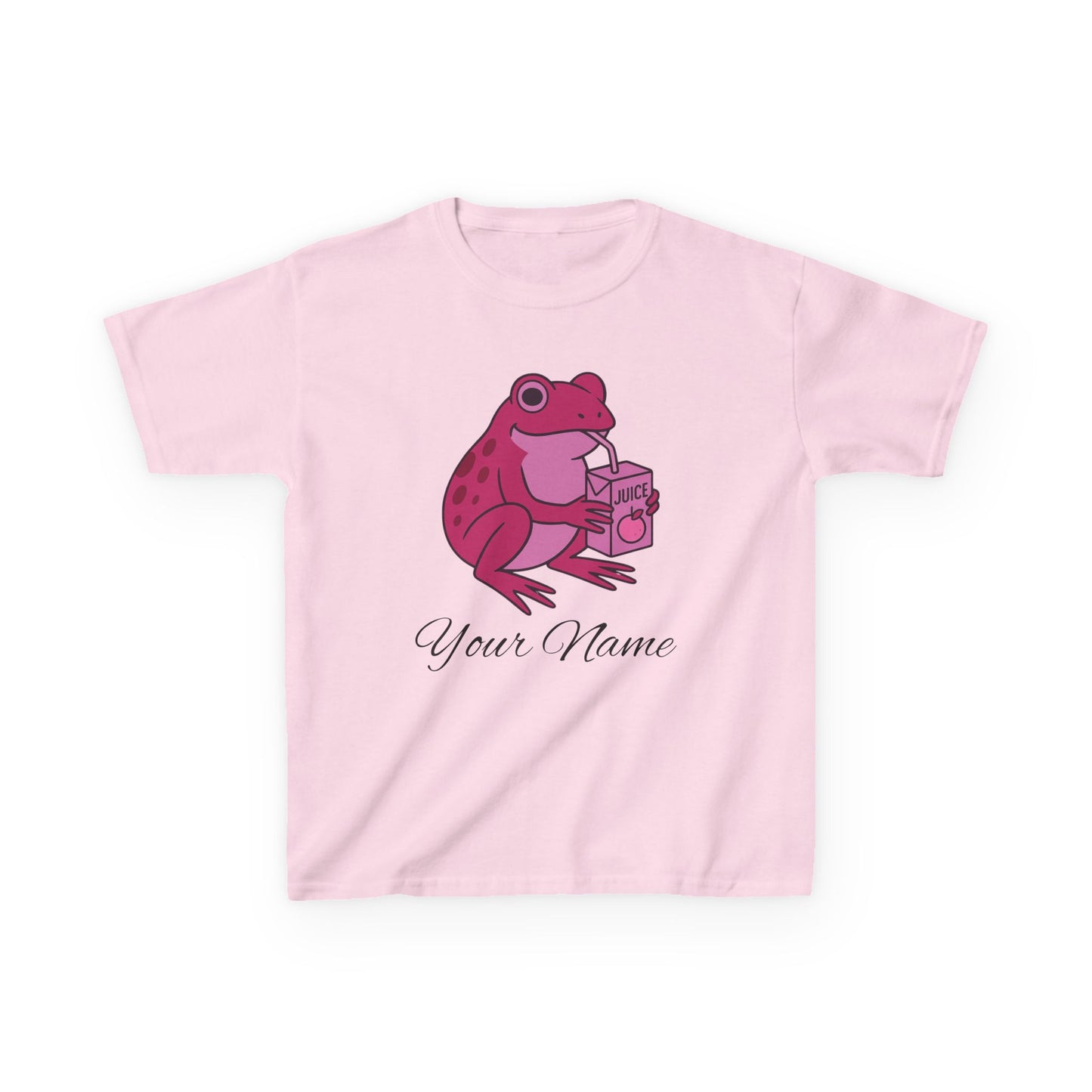 Personalized Pink Frog & Juice Box Kids T-Shirt