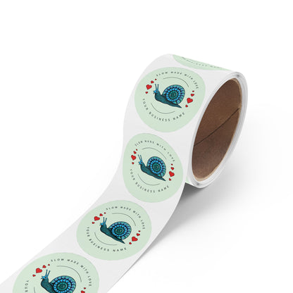 “Slow Made with Love” Personalized Sticker Roll – Blue Snail Labels