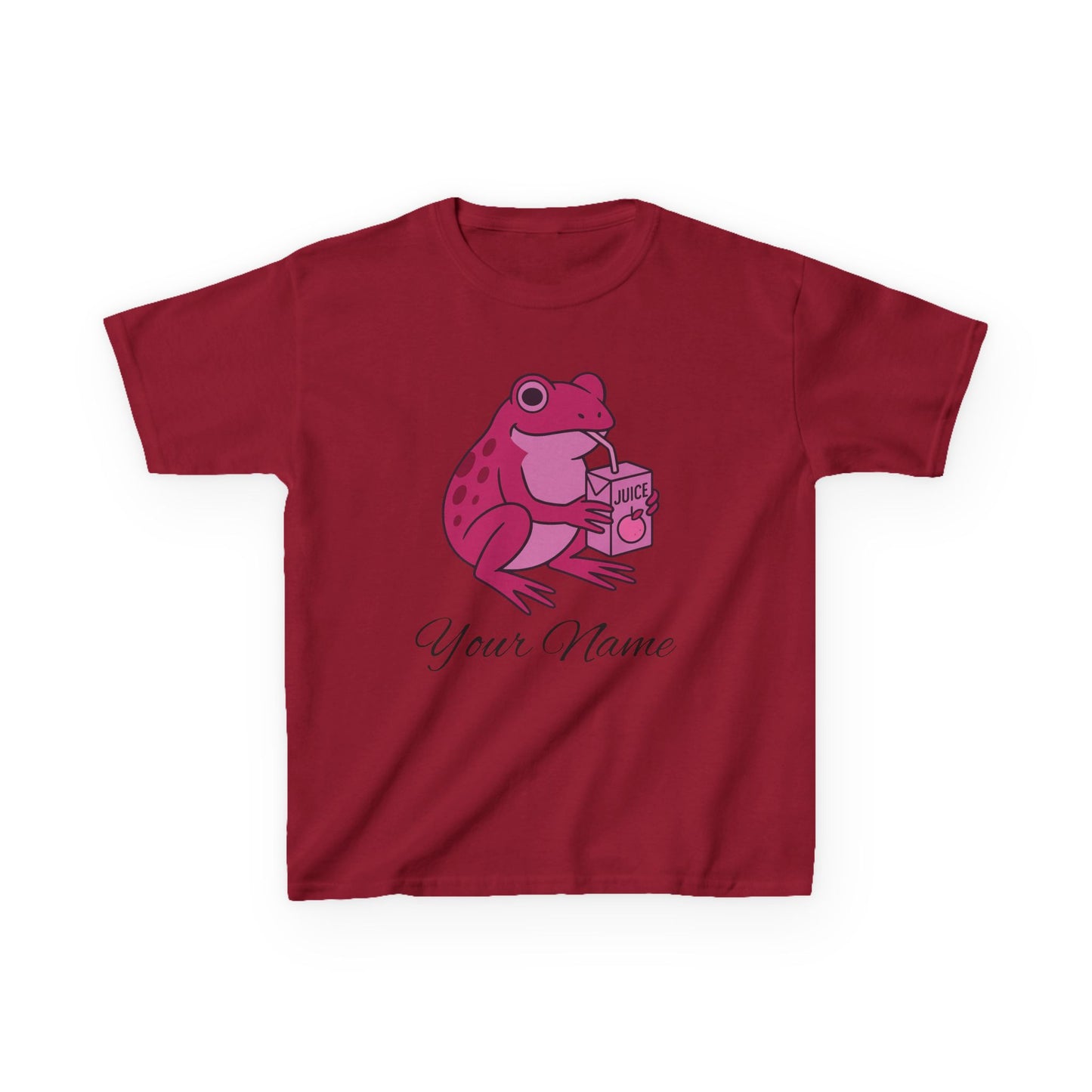 Personalized Pink Frog & Juice Box Kids T-Shirt