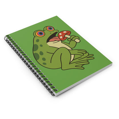 "Frog Trippin’ Thoughts" – Spiral Notebook with Mushroom Lickin’ Frog (6" x 8")