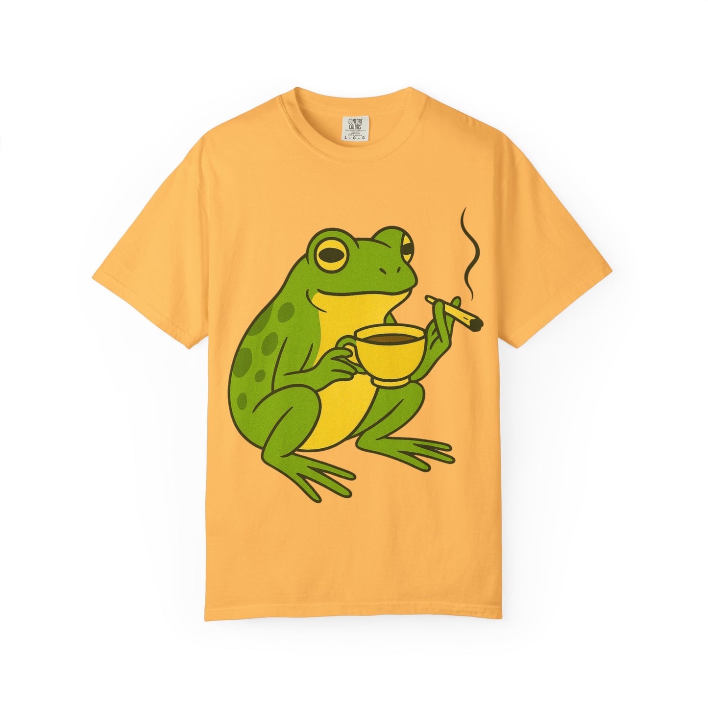 “Rise & Toad: Coffee & Cannabis” – Relaxing Frog T-Shirt