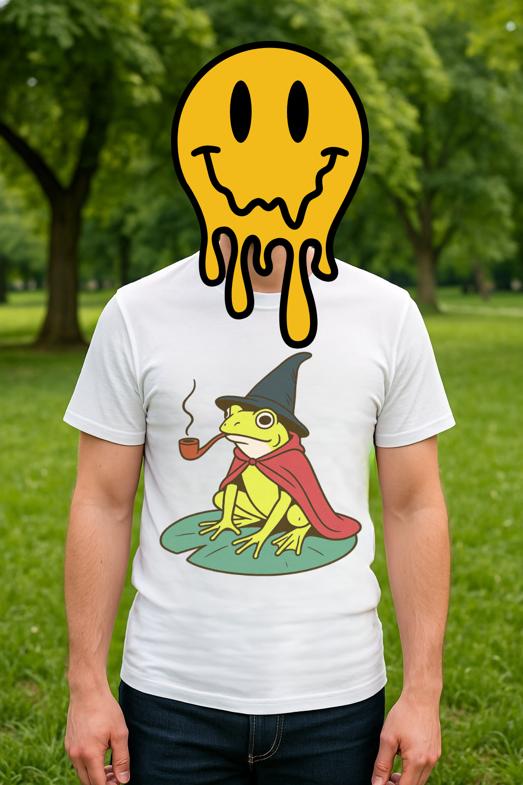 “Pond Sorcerer Supreme” – Pipe Smoking Wizard Frog T-Shirt