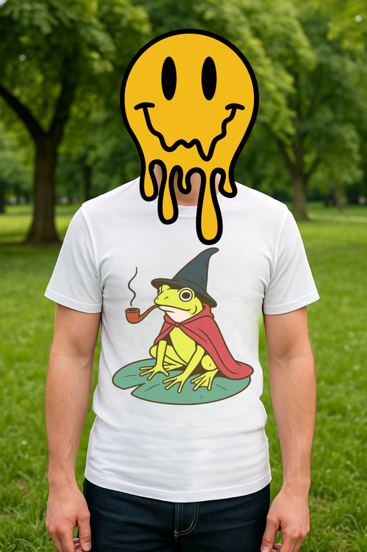 “Pond Sorcerer Supreme” – Pipe Smoking Wizard Frog T-Shirt