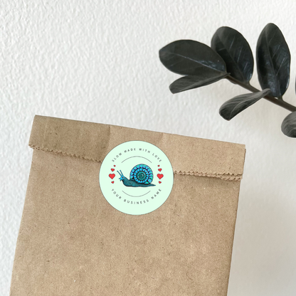“Slow Made with Love” Personalized Sticker Roll – Blue Snail Labels