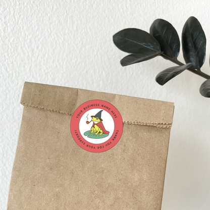 Custom Yellow Wizard Frog Thank You Sticker – Personalized Round Labels