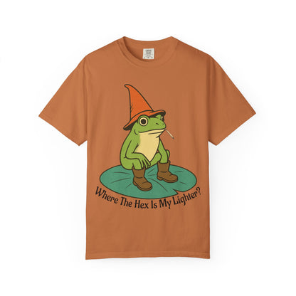 "Where the Hex is My Lighter?" – Wizard Frog Lilypad Tee