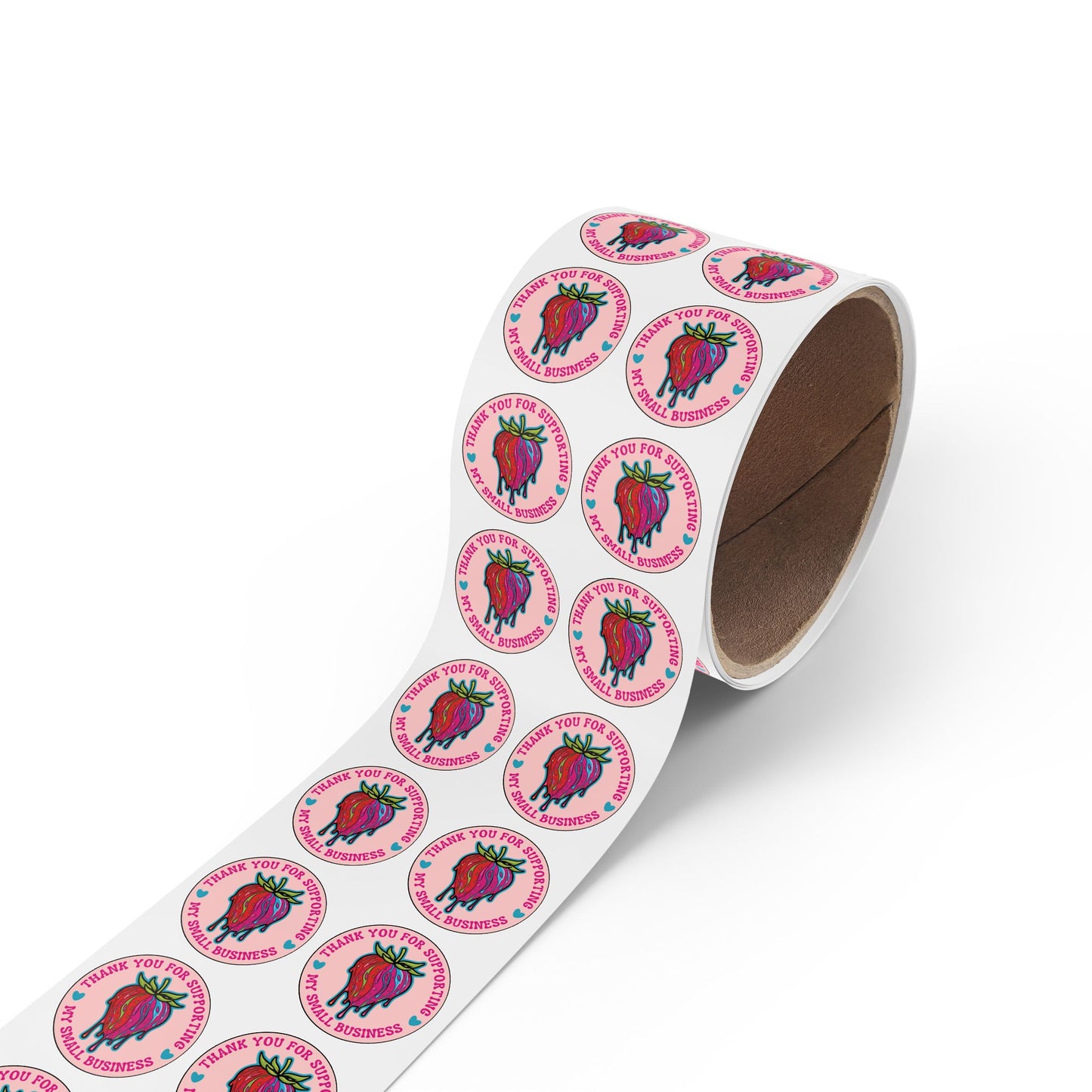 Drippy Strawberry "Thank You" Sticker Rolls