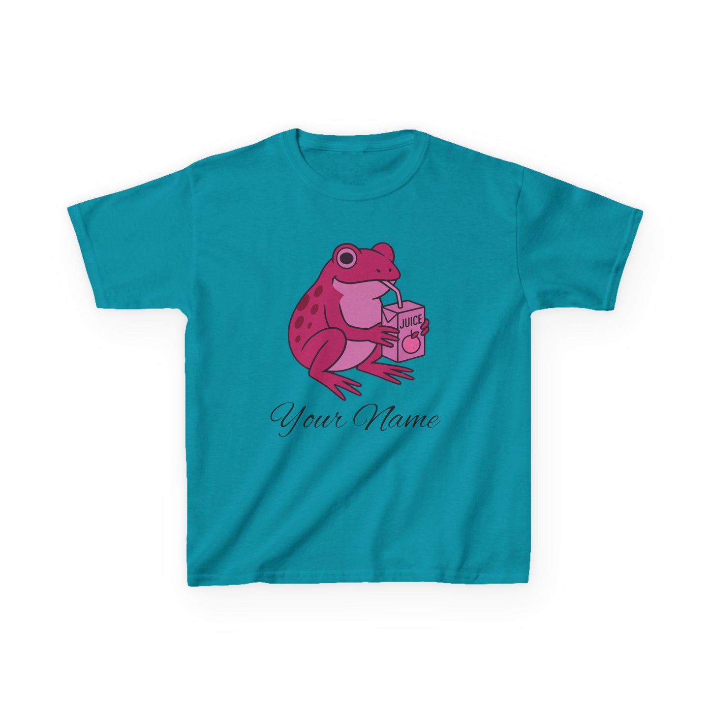 Personalized Pink Frog & Juice Box Kids T-Shirt