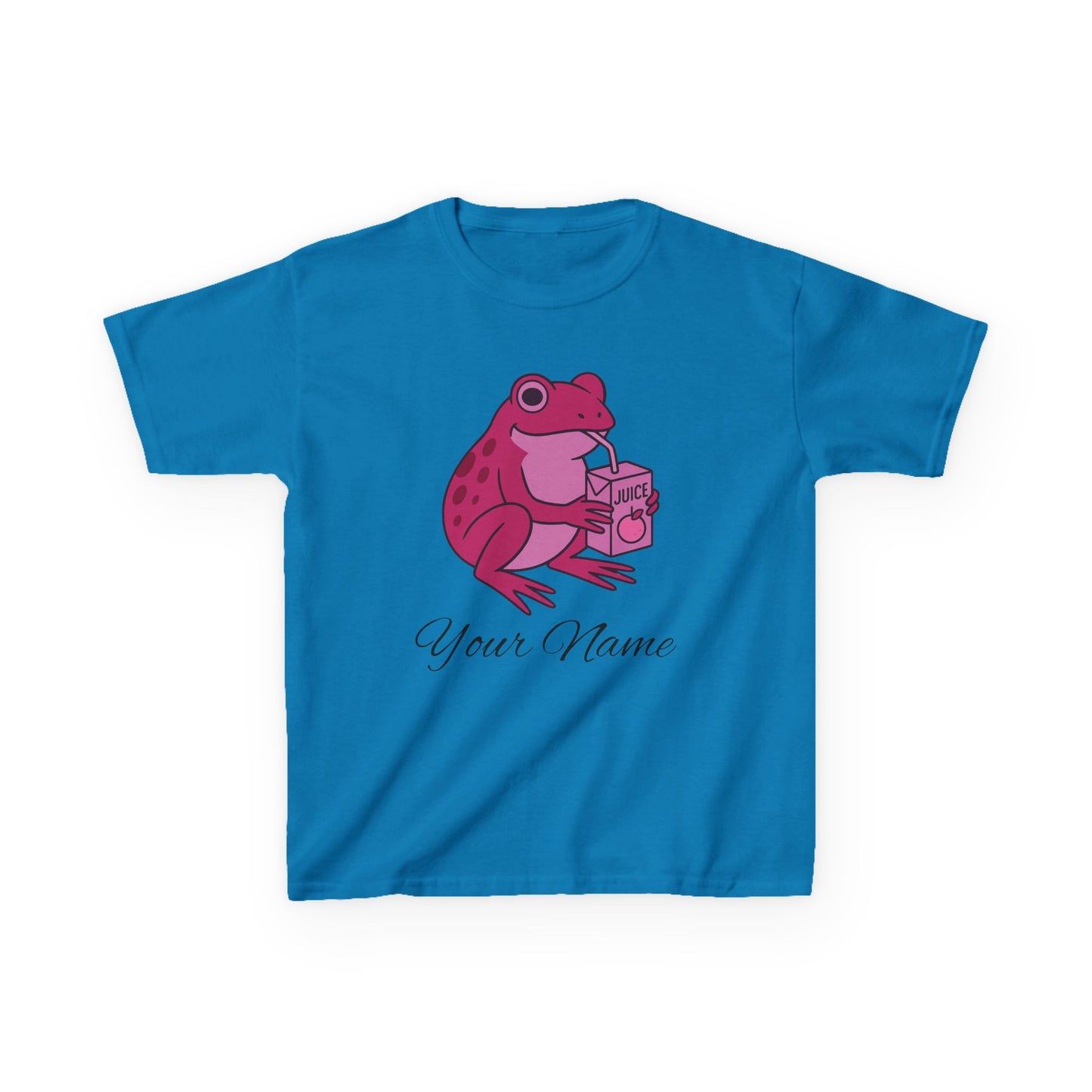 Personalized Pink Frog & Juice Box Kids T-Shirt