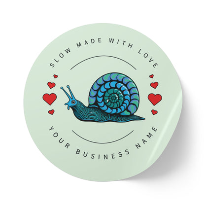 “Slow Made with Love” Personalized Sticker Roll – Blue Snail Labels