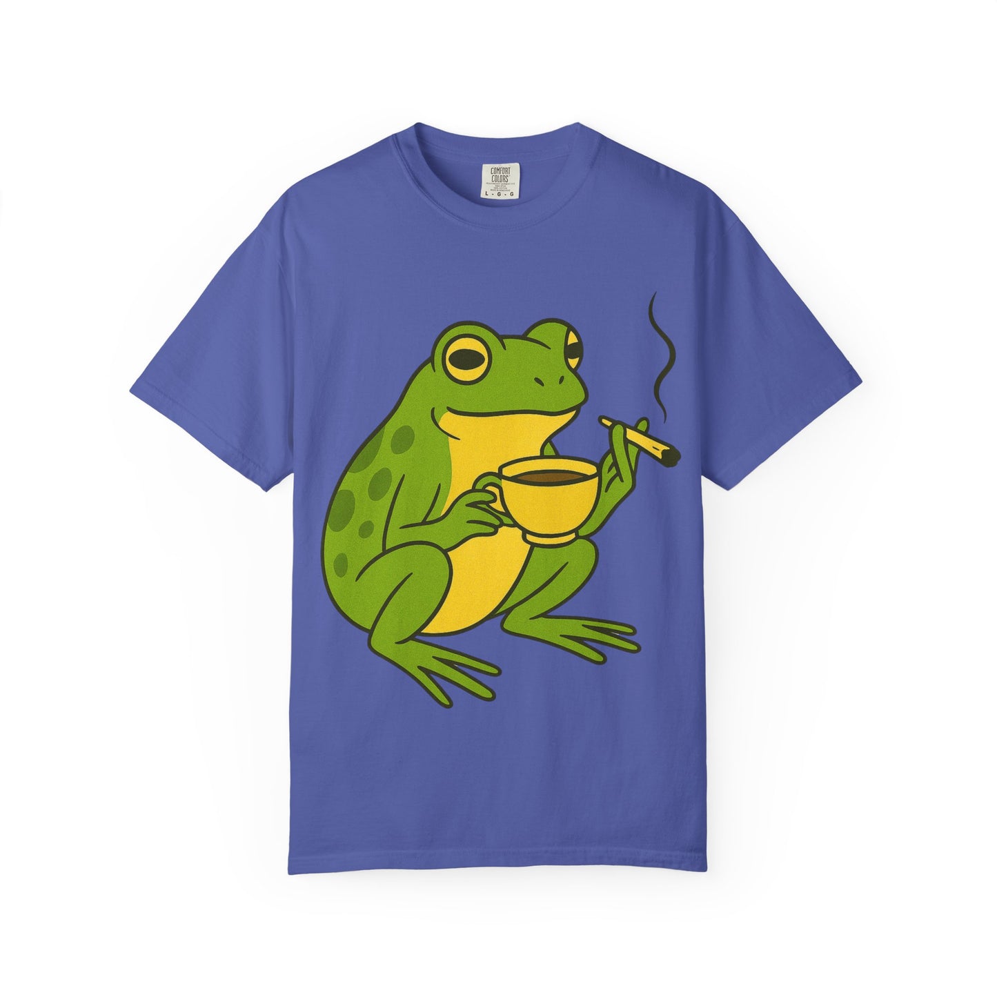 “Rise & Toad: Coffee & Cannabis” – Relaxing Frog T-Shirt