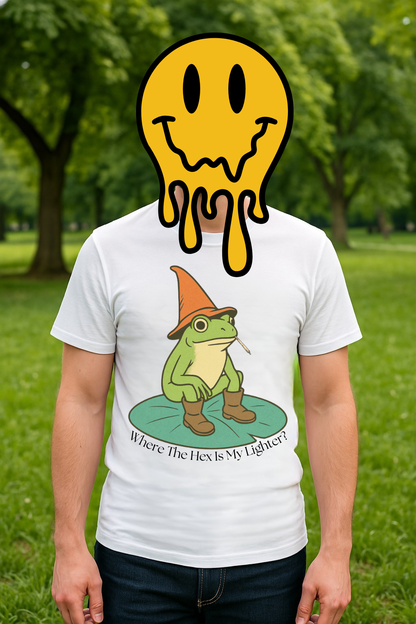 "Where the Hex is My Lighter?" – Wizard Frog Lilypad Tee