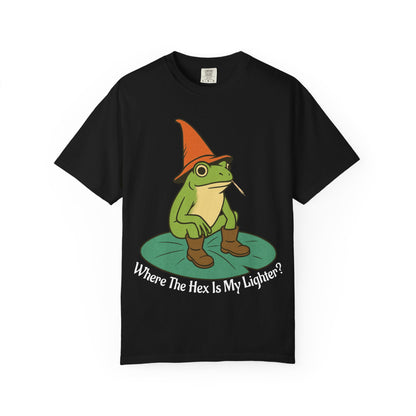 "Where the Hex is My Lighter?" – Wizard Frog Lilypad Tee