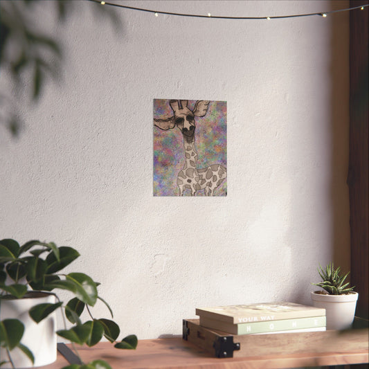 Melancholy Tall – Hand-Drawn Giraffe Art Print