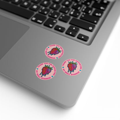 Drippy Strawberry "Thank You" Sticker Rolls