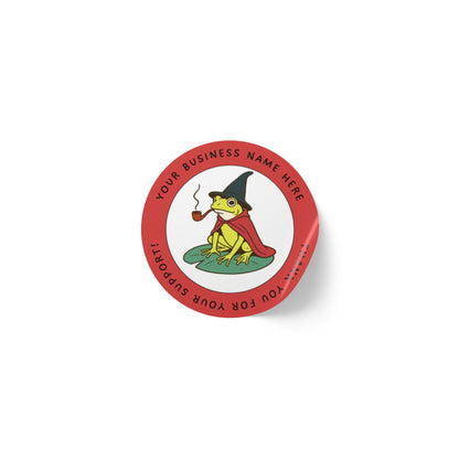 Custom Yellow Wizard Frog Thank You Sticker – Personalized Round Labels