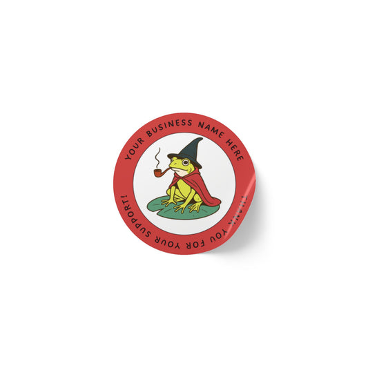 Custom Yellow Wizard Frog Thank You Sticker – Personalized Round Labels