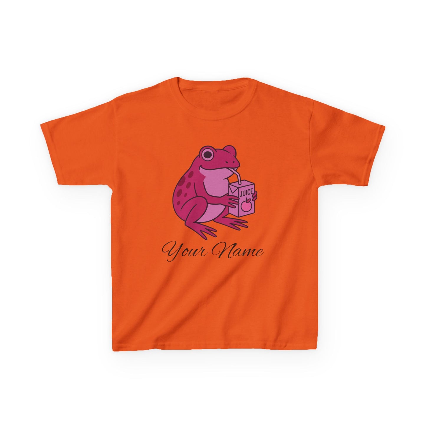 Personalized Pink Frog & Juice Box Kids T-Shirt