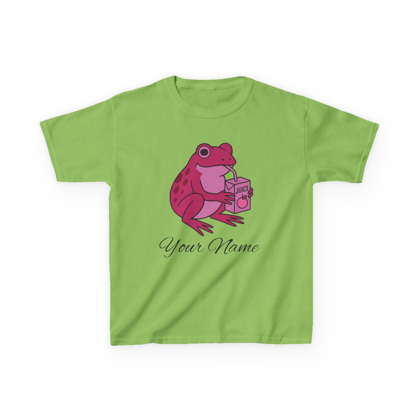 Personalized Pink Frog & Juice Box Kids T-Shirt