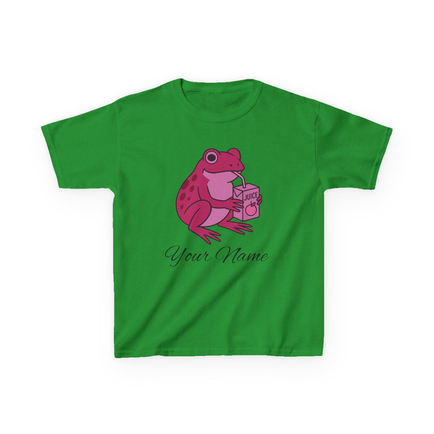 Personalized Pink Frog & Juice Box Kids T-Shirt