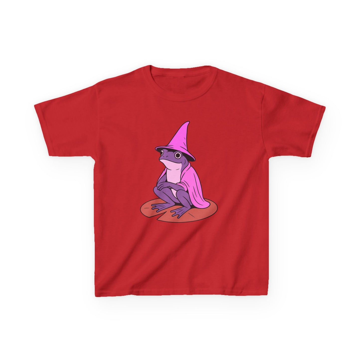 Pink Wizard Frog on a Lilypad Kids T-Shirt