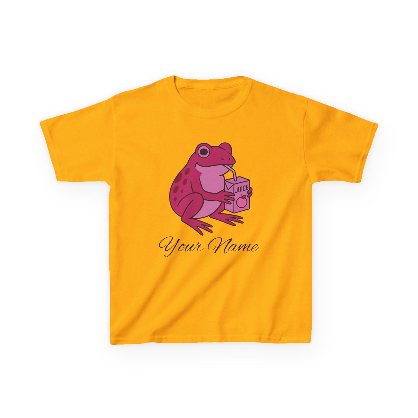 Personalized Pink Frog & Juice Box Kids T-Shirt