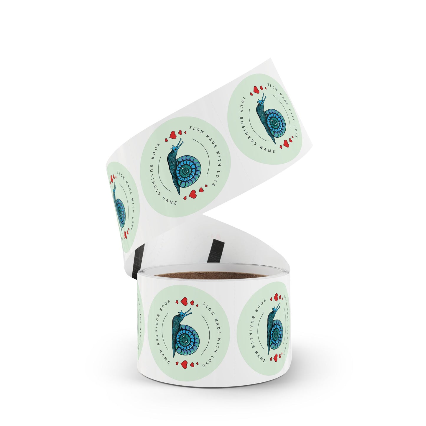 “Slow Made with Love” Personalized Sticker Roll – Blue Snail Labels